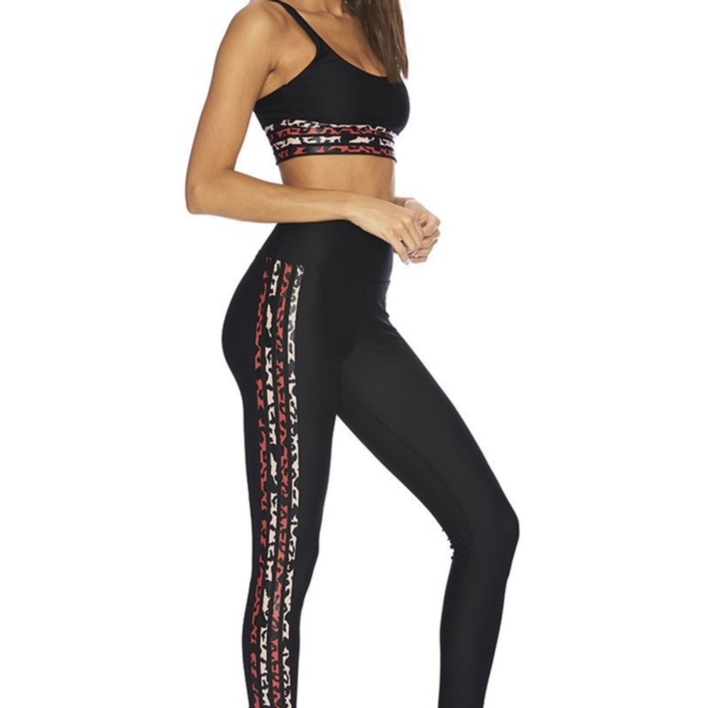 Beach Riot Black Leggings with Leopard Pattern - Jade